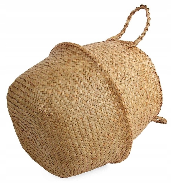 DUŻY KOSZ Z TRAWY MORSKIEJ PLECIONY WIKLINOWY OSŁONKA NA DONICĘ DO