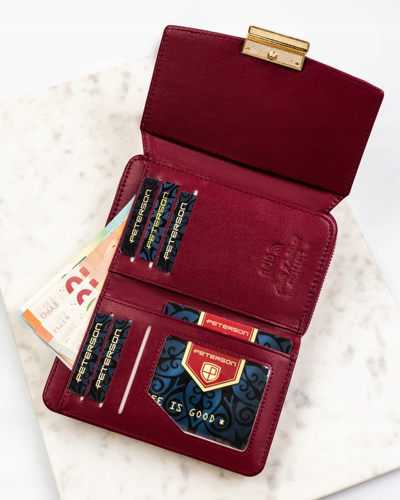 Portfel damski Peterson z ochroną kart RFID ze skóry ekologicznej