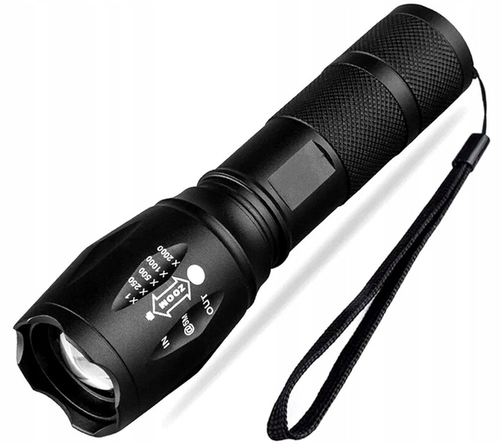 Mocna Latarka TAKTYCZNA LED Policyjna dioda ZOOM NA BIWAK SZPERACZ MEGA