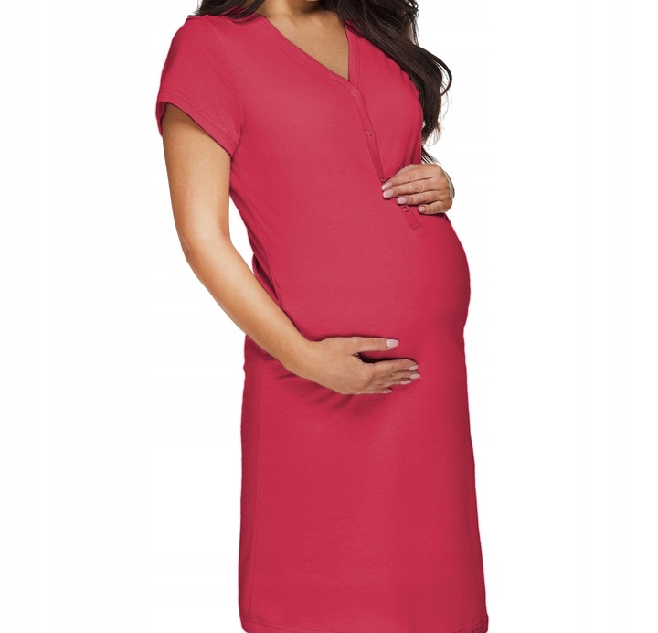 BAWEŁNIANA KOSZULA DO KARMIENIA PORODU CIĄŻOWA ROZPINANA GŁĘBOKO NA