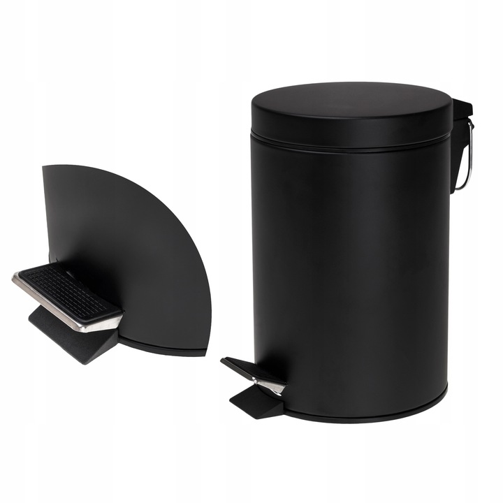 Kosz na śmieci Z PEDAŁEM OTWIERANIA do łazienki toalety WC czarny mat 3l