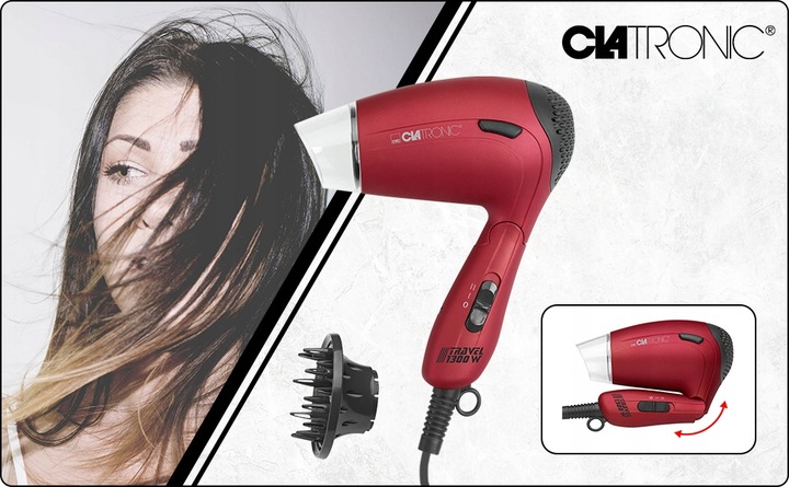 SUSZARKA DO WŁOSÓW MAŁA LEKKA SKŁADANA TURYSTYCZNA PODRÓŻNA 1300W JONIZACJA