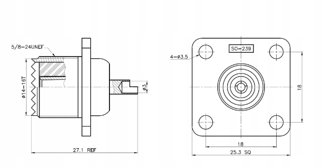 10 szt Gniazdo UC1 SO239