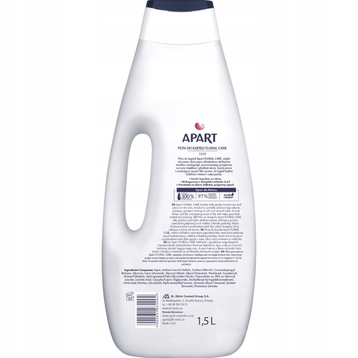 Apart Kremowy Płyn do Kąpieli 97% Skł Pochodzenia Naturalnego Zestaw