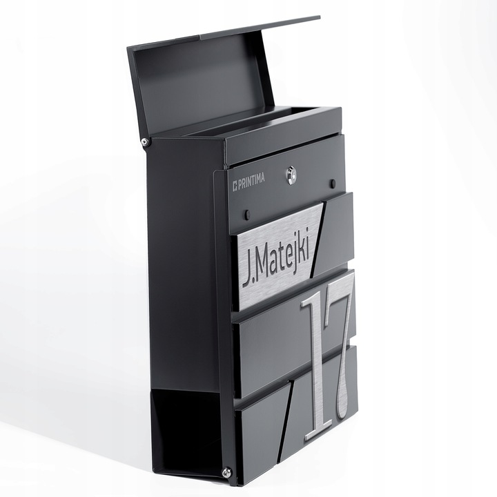 DUŻA SKRZYNKA NA LISTY Z ADRESEM NUMEREM DOMU | SERBRNA ANTRACYT RAL