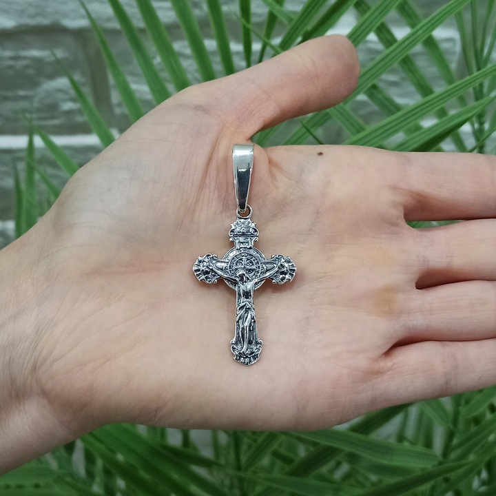 Krzyżyk srebrny duży św.benedykt pr.925