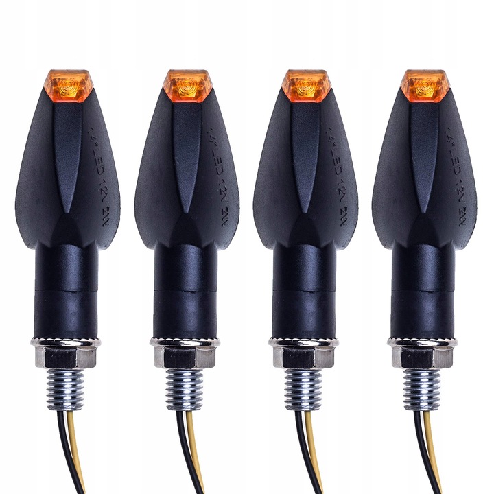 4x KIERUNKOWSKAZY MOTOCYKLOWE QUADA HOMOLOGACJA 12 V CZARNE DYMIONE 14 LED