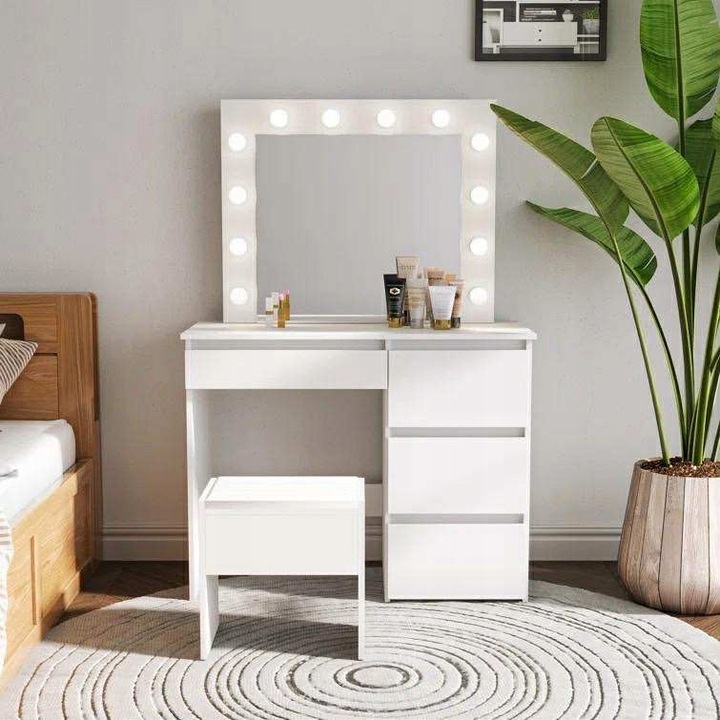 TOALETKA kosmetyczna LUSTRO OŚWIETLENIE 12 LED 94 x 140 x 43cm