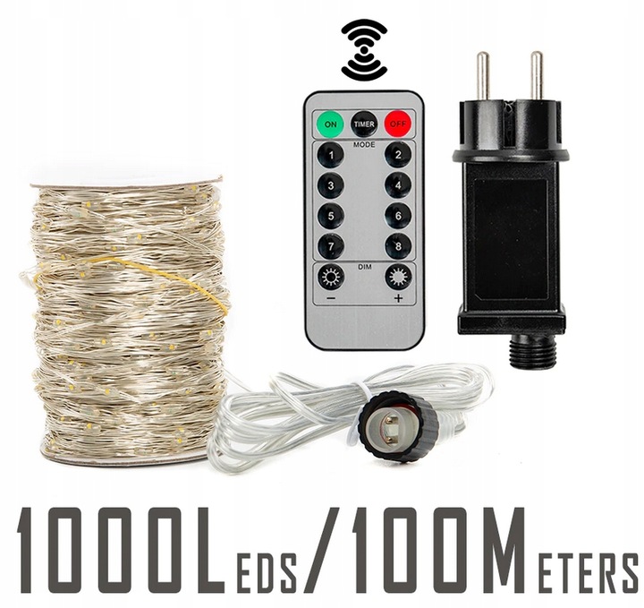 Lampki druciki mikro 500LED 50 METRÓW + pilot