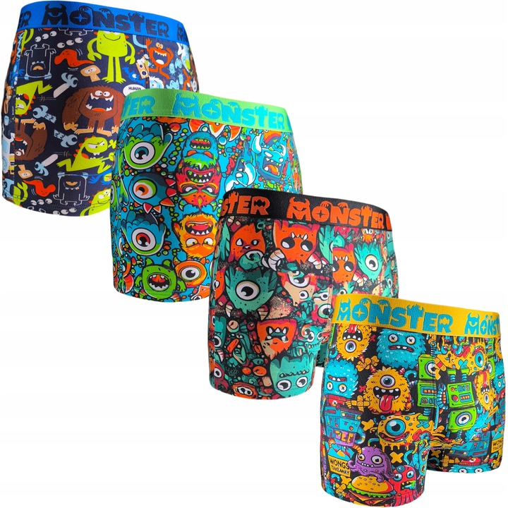 NETi Dopasowane Kolorowe Bokserki Męskie Bawełna-Modal z Szeroką Gumą 4-Pak