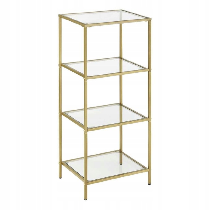 Regał z półkami 4 POZIOMY GLAMOUR 40 x 30 X 95 cm szafka szklana ZŁOTY