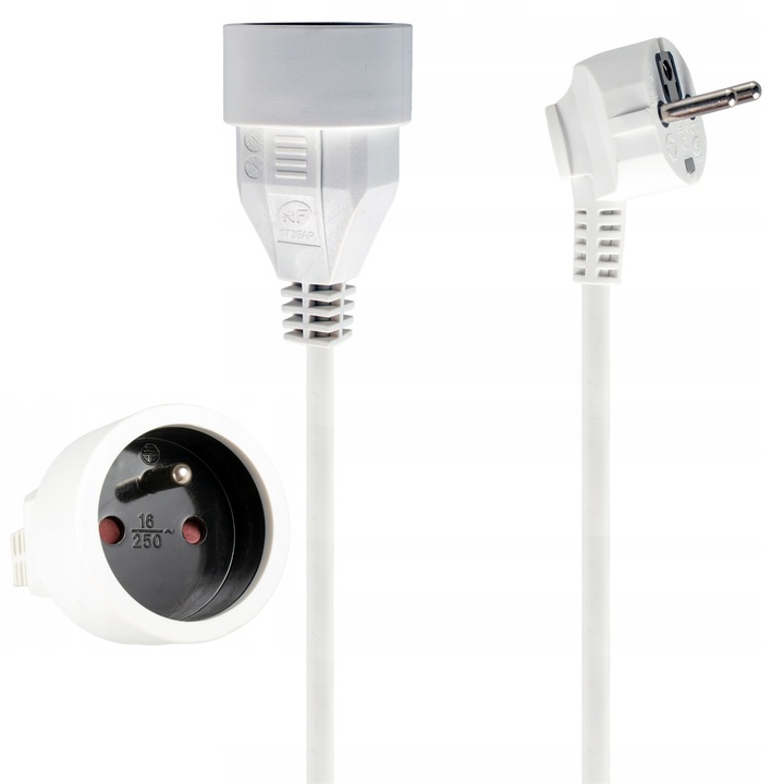PRZEDŁUŻACZ SIECIOWY AGD MOCNY POJEDYŃCZY KABEL ELEKTRYCZNY 1 GNIAZDO 3 M