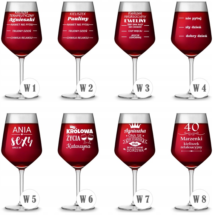 Kieliszek do WINA z GRAWERM PREZENT urodziny 18 20 30 40
