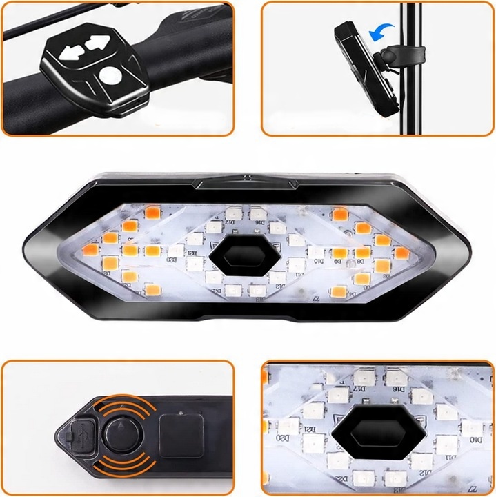 KIERUNKOWSKAZY LAMPKA NA ROWER LAMPA OŚWIETLENIE SYGNALIZACJA TYŁ LED PILOT