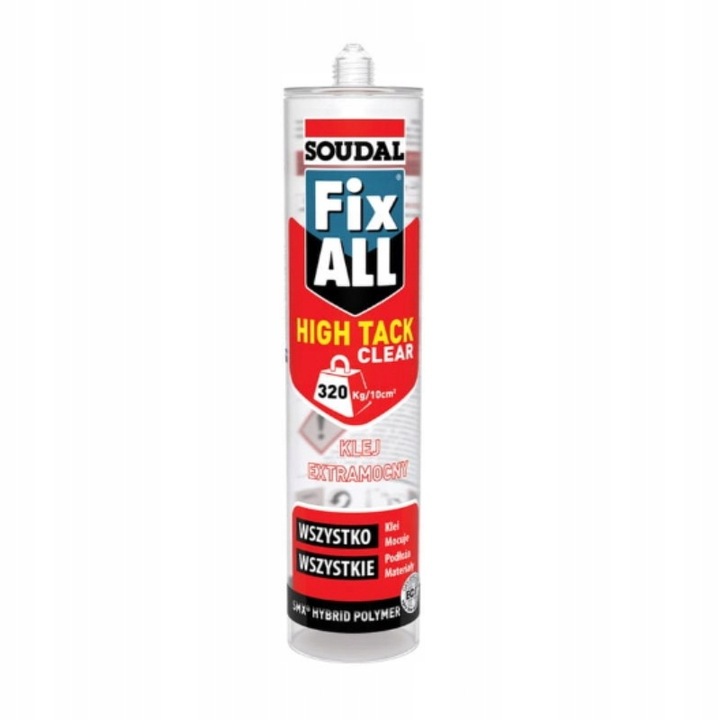 SOUDAL FIX ALL HIGH TACK EXTRAMOCNY KLEJ MONTAŻOWY ZEW / WEW TRANSP 290ml