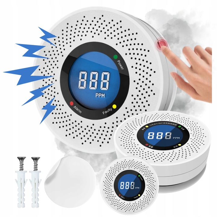 CZUJNIK CZADU DETEKTOR TLENKU WĘGLA EKRAN LCD CERTYFIKOWANY GŁOŚNY