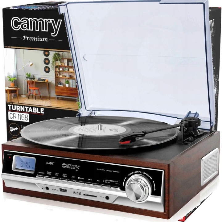 CR 1168 Gramofon z Radiem, Bluetooth, MP3, USB i Nagrywaniem