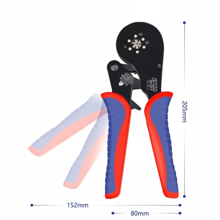 Szczypce zaciskowe 0.08-16mm² sześciokątne z 1200 sztuk zacisków