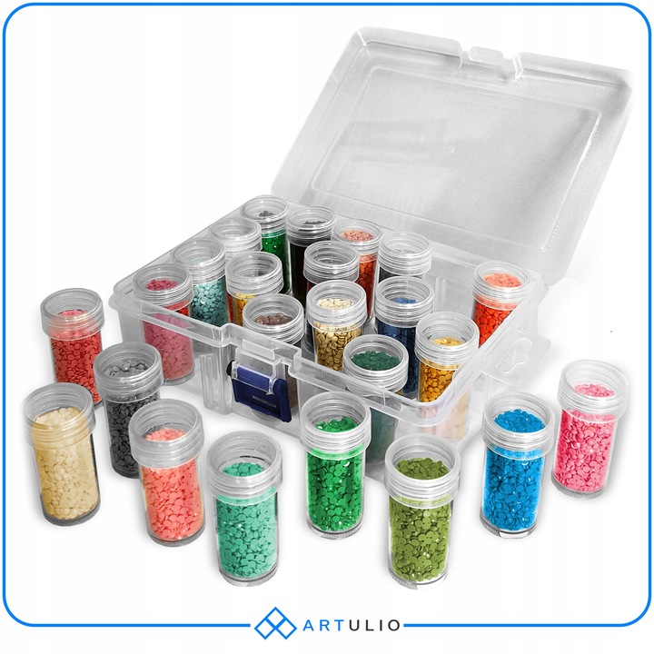 Zestaw 24 pojemników do diamond painting akcesoria haft diamentowy mozaika