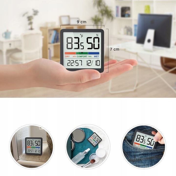 Stacja Pogodowa Termometr POKOJOWY ZEGAR LCD Stacja pogody wewnętrzna