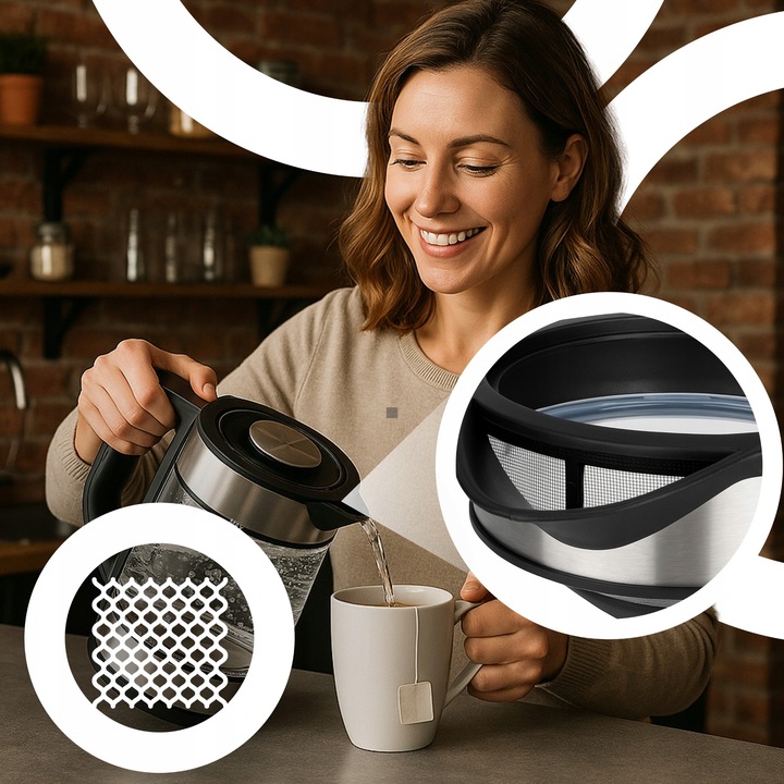 DUŻY CZAJNIK ELEKTRYCZNY 1,7L REGULACJA TEMPERATURY PODŚWIETLANY RGB