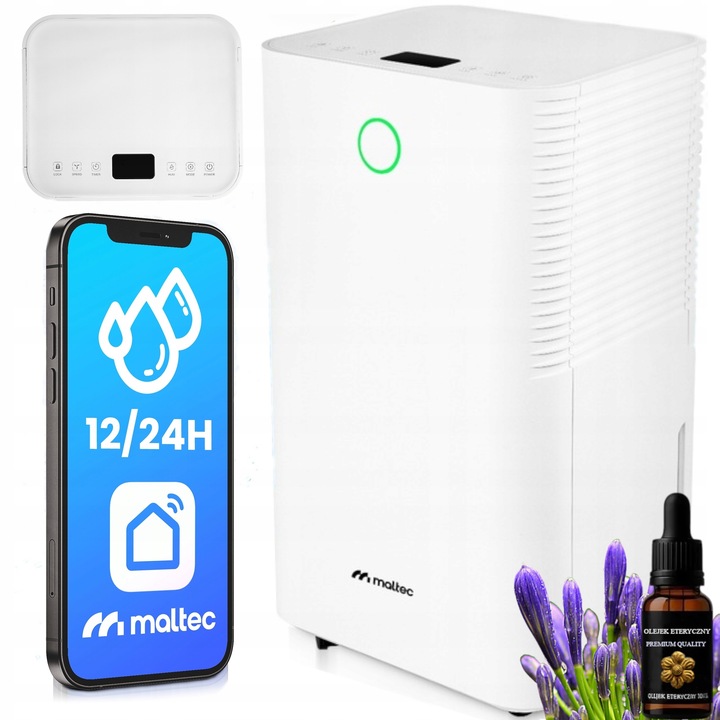 WYDAJNY OSUSZACZ POWIETRZA POCHŁANIACZ WILGOCI CICHY WiFi TIMER