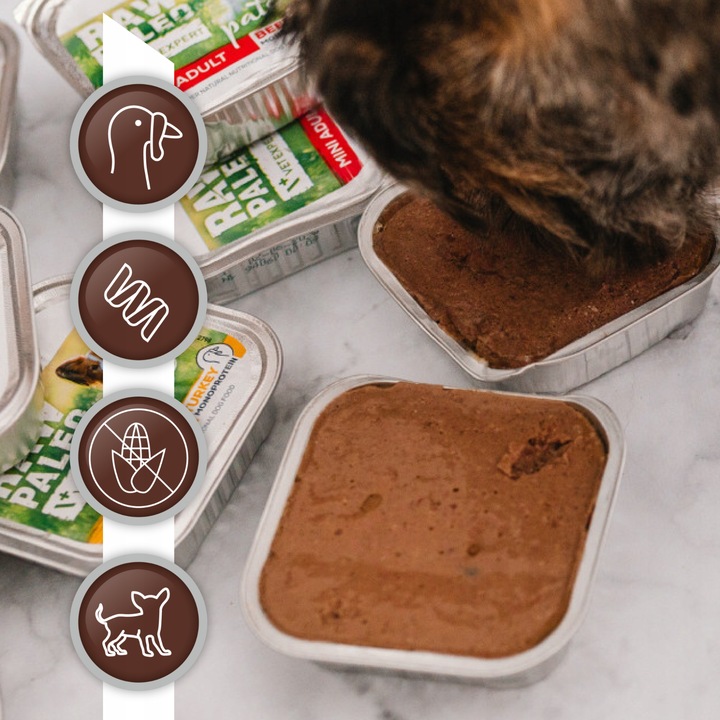 Mokra karma dla szczeniąt małych ras indyk Raw Paleo Pate 12 x 150 g