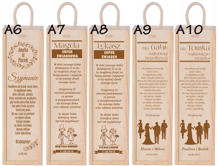 PODZIĘKOWANIA DLA RODZICÓW ŚWIADKÓW CHRZESTNYCH ŚLUB SKRZYNKA NA WINO