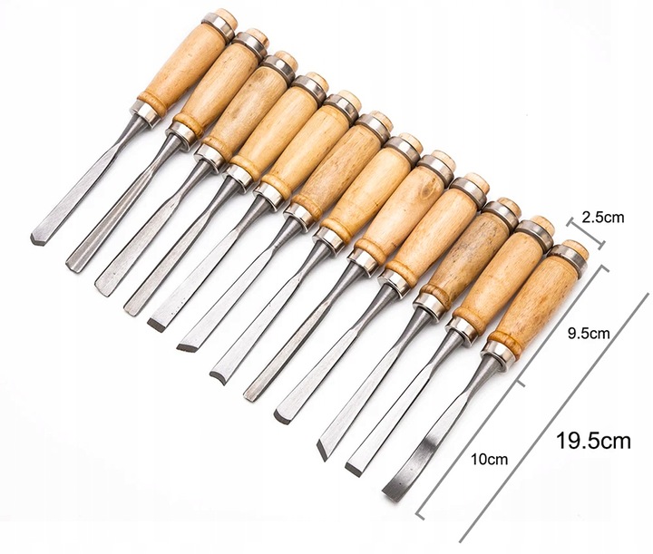 ZESTAW DŁUT RZEŹBIARSKICH DO DREWNA SNYCERSKIE STOLARSKIE ETUI ZESTAW