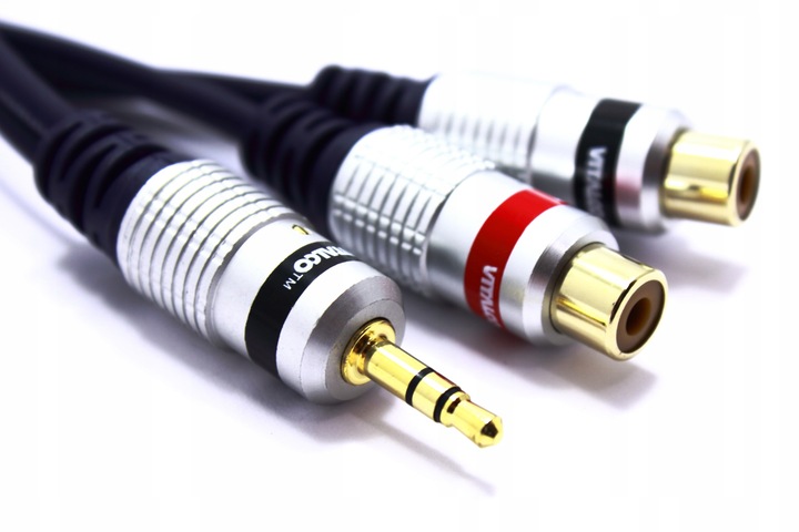 ADAPTER PRZEJŚCIÓWKA AUX WTYK JACK 3,5 STEREO 2X GNIAZDO RCA CINCH