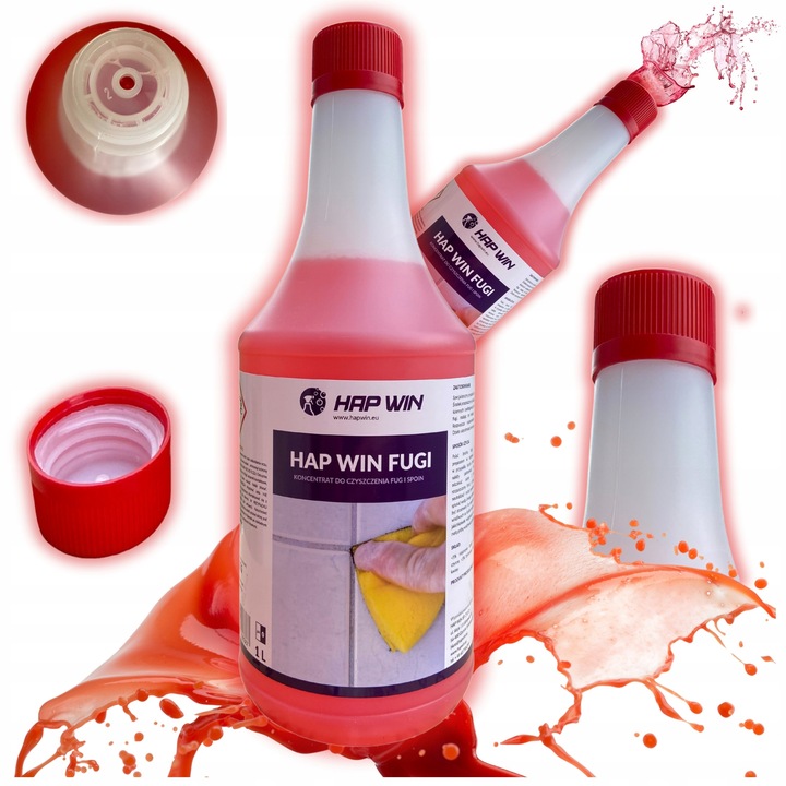 Płyn Środek do Czyszczenia Fug Zestaw Hap Win 1L + Szczotka + Rękawiczki