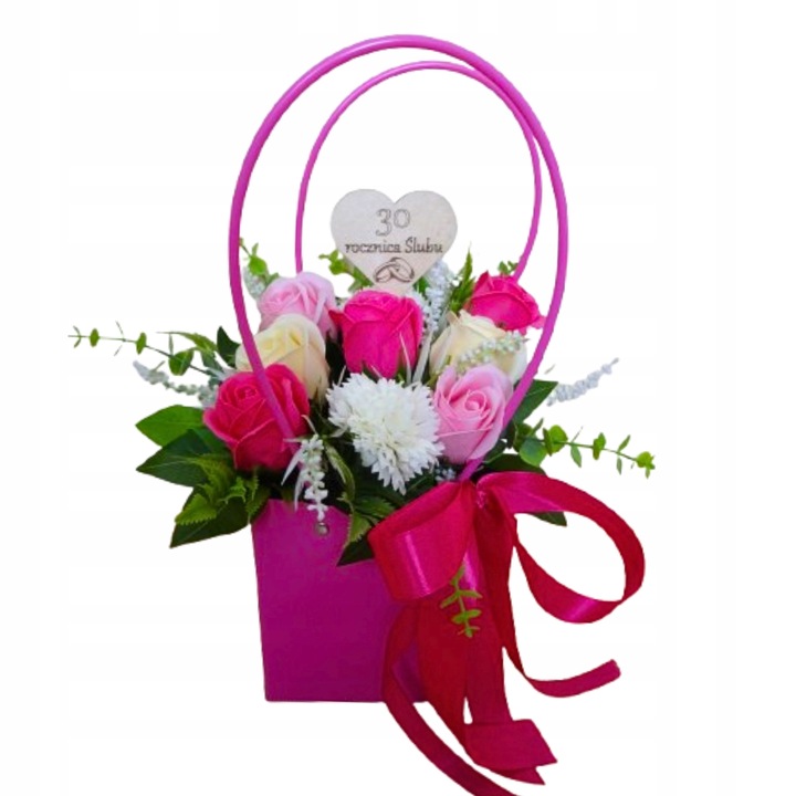 Flowerbox na Dzień Mamy Kwiaty Mydlane prezent urodziny rocznica ślub