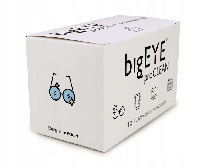 bigEYE proCLEAN ŚCIERECZKI DO OKULARÓW EKRANÓW Z MIKROFIBRY 12 SZTUK