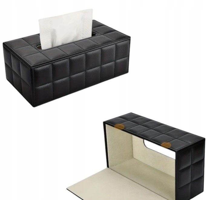 POJEMNIK PUDEŁKO NA CHUSTECZKI CHUSTECZNIK CZARNY ETUI Elegancki