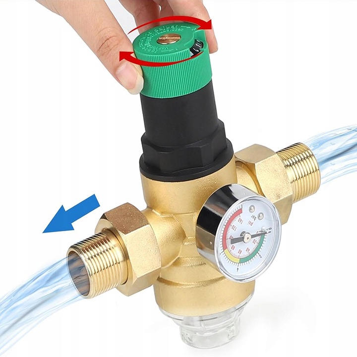 REDUKTOR CIŚNIENIA WODY MOSIĘŻNY 1" DN25 Z FILTREM I MANOMETREM 3/4