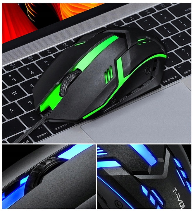 GAMINGOWA KLAWIATURA MYSZ-KA PODŚWIETLANA LED RGB