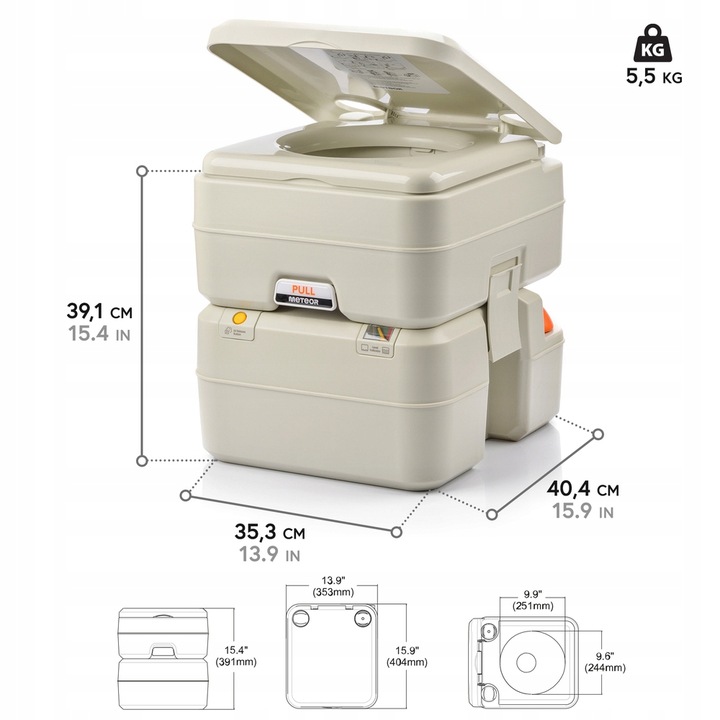 Toaleta turystyczna WC przenośna ze spłuczką działka budowa kemping METEOR