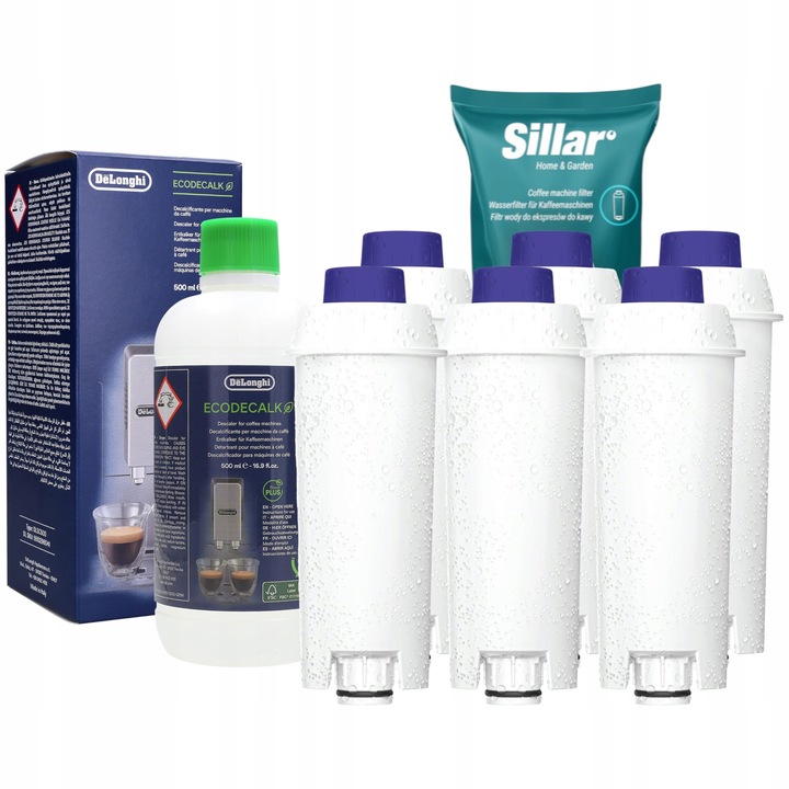Odkamieniacz Delonghi do ekspresu + 6x Sillar filtr do ekspresu
