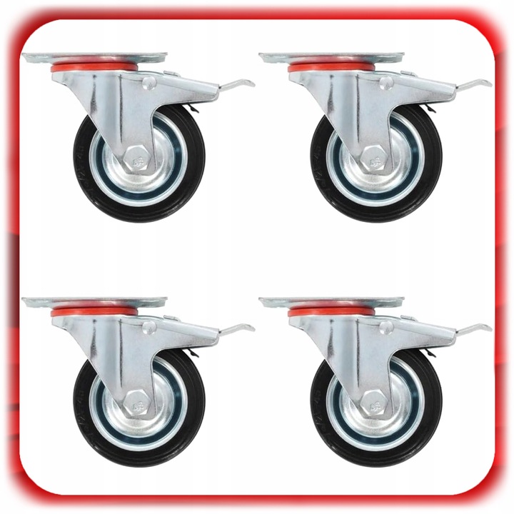 ZESTAW 4 SZT. JEZDNYCH KÓŁEK KÓŁKA 75MM OBROTOWE Z HAMULCEM Skrętne