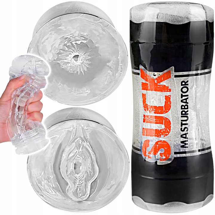 Dwustronny Masturbator Żelowy z Efektem Ssania, Pochwa i Odbyt Anus