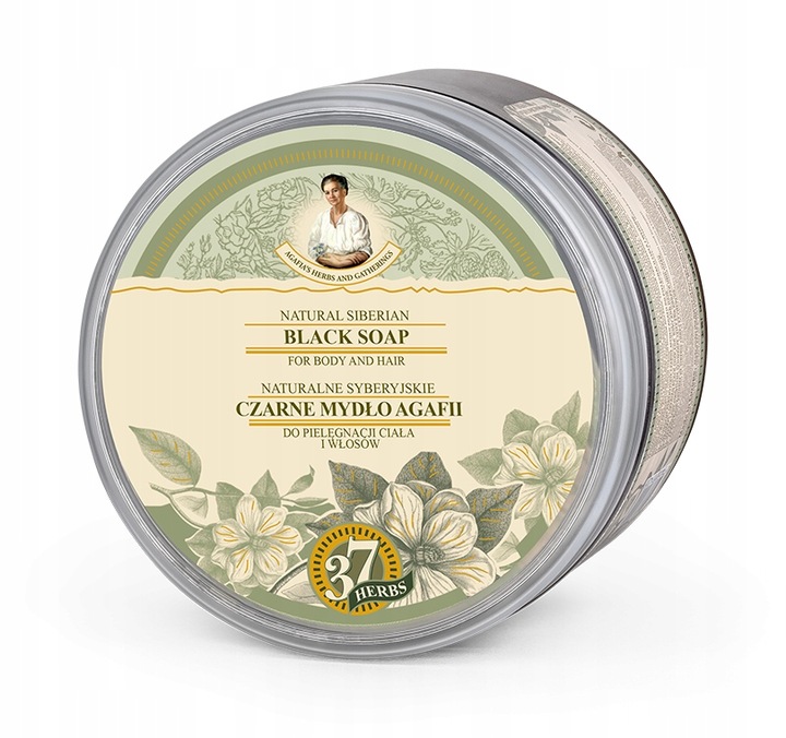 BABUSZKA Mydło do ciała i włosów czarne naturalne syberyjskie 500 ml