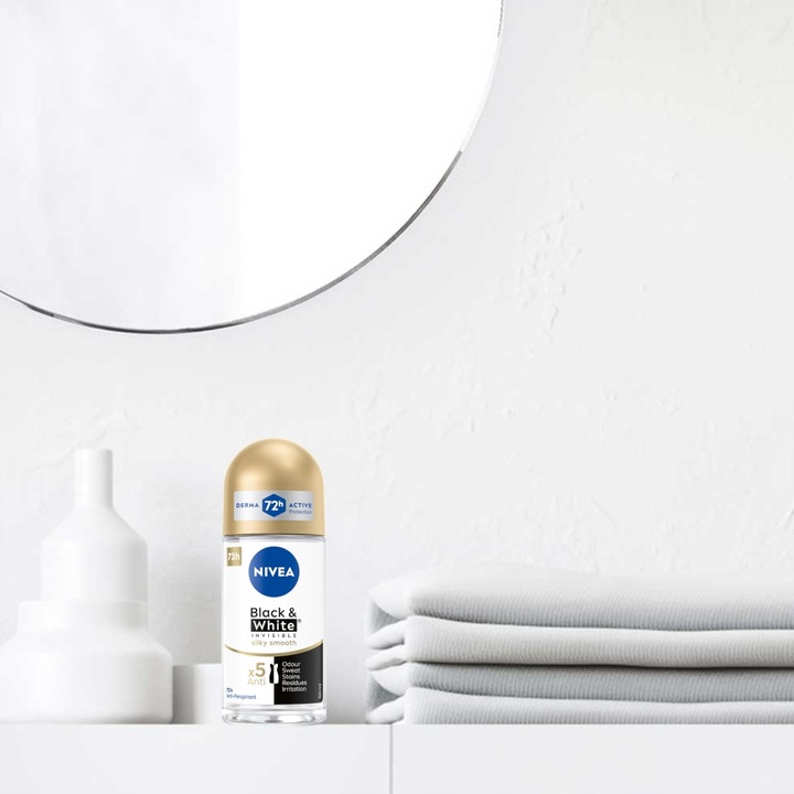 NIVEA Black&White Invisible Silky Smooth Antyperspirant roll-on 4 x 50 ml