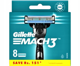 Gillette Mach 3 Wkłady Ostrza Do Maszynki 8 sztuk w Pudełku Oryginalne
