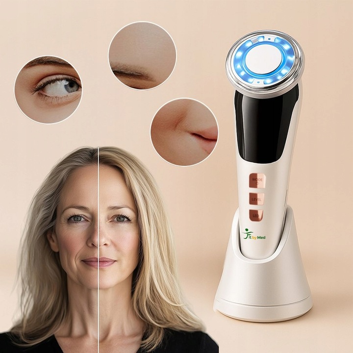 MASAŻER DO TWARZY EMS ULTRADŹWIĘKI FOTON KRIOTERAPIA MEZOTERAPIA 7w1