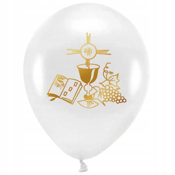 Zestaw balony komunijnych białe IHS Hostia 20szt