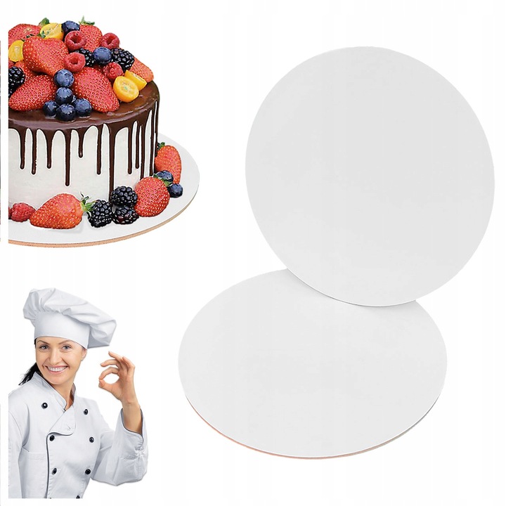 Podkład pod tort HDF BEZZAPACHOWY 28 cm 5 szt Biały Okrągły Brand4Cake