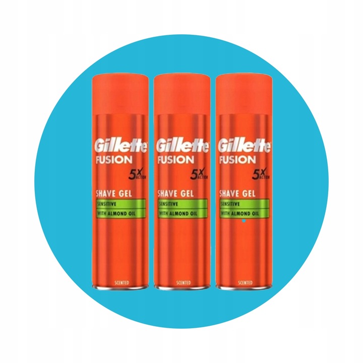 Gillette Fusion 5 Sensitive Żel Do Golenia 200 ml x3