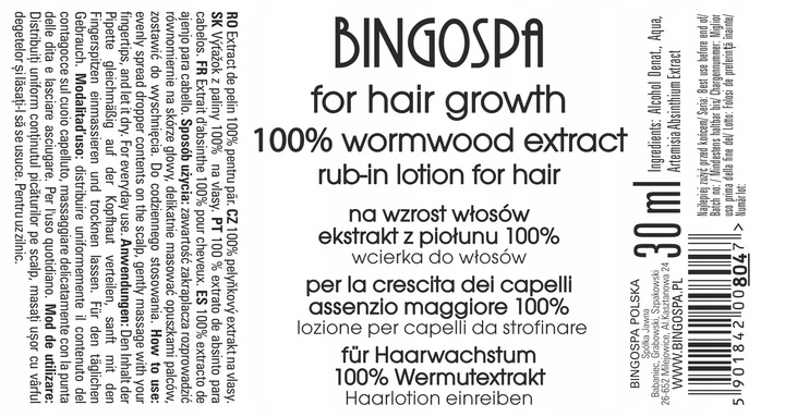 NA WZROST I GĘSTOŚĆ WŁOSÓW EKSTRAKT Z PIOŁUNU 100% WCIERKA DO WŁOSÓW