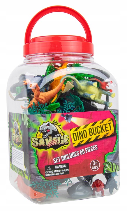 DINOZAURY DUŻY ZESTAW FIGUREK 55 ELEMENTÓW W PUDEŁKU KOLEKCJA DLA DZIECI
