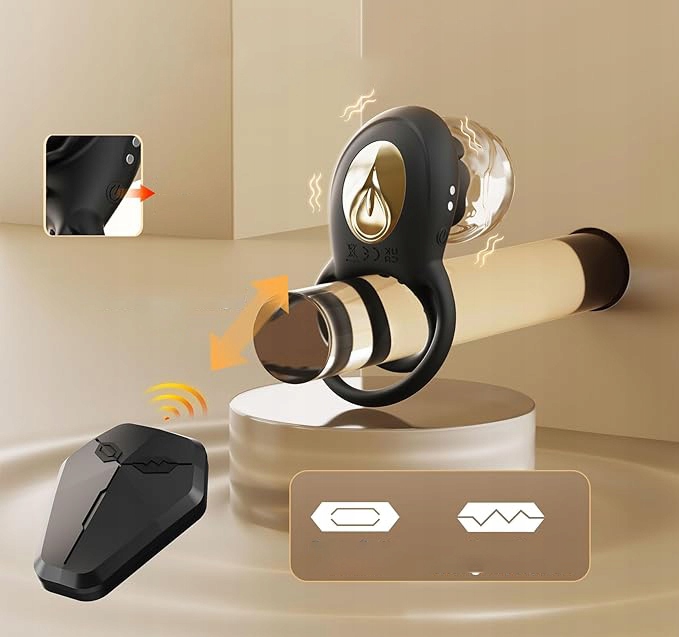 Męski wibrujący pierścień na penisa z różanym stymulatorem łechtaczki 8